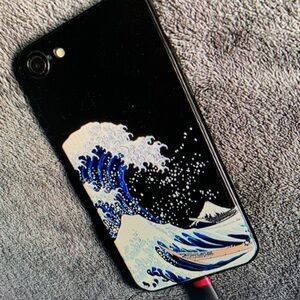 Wave Design Black Phone Case